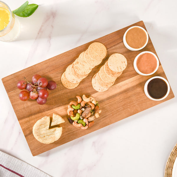 Acacia Wood Cheeseboard With Set Of 3 Small Bowls 50ml