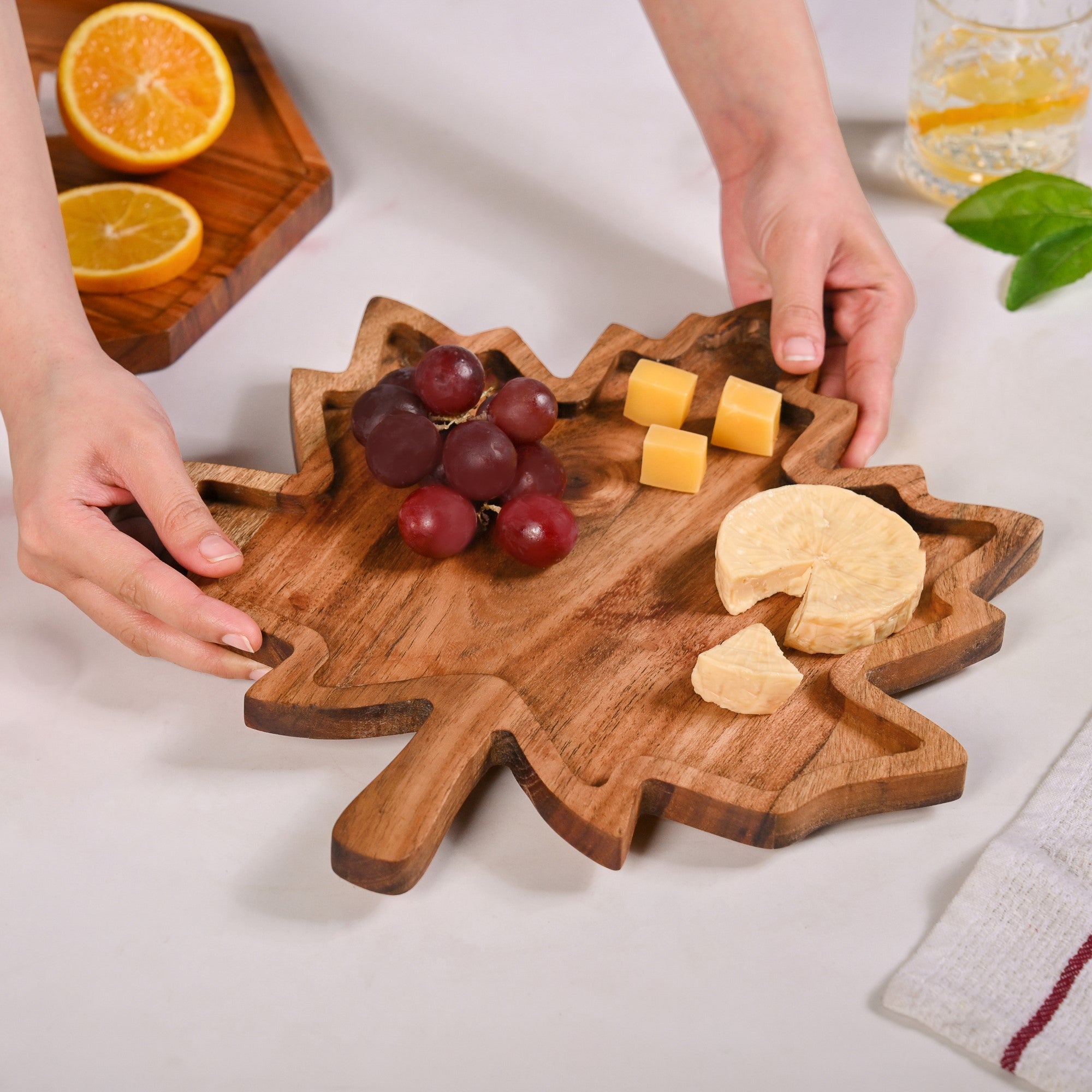 Acacia Wood Maple Leaf Serving Platter Online - Premium Platter