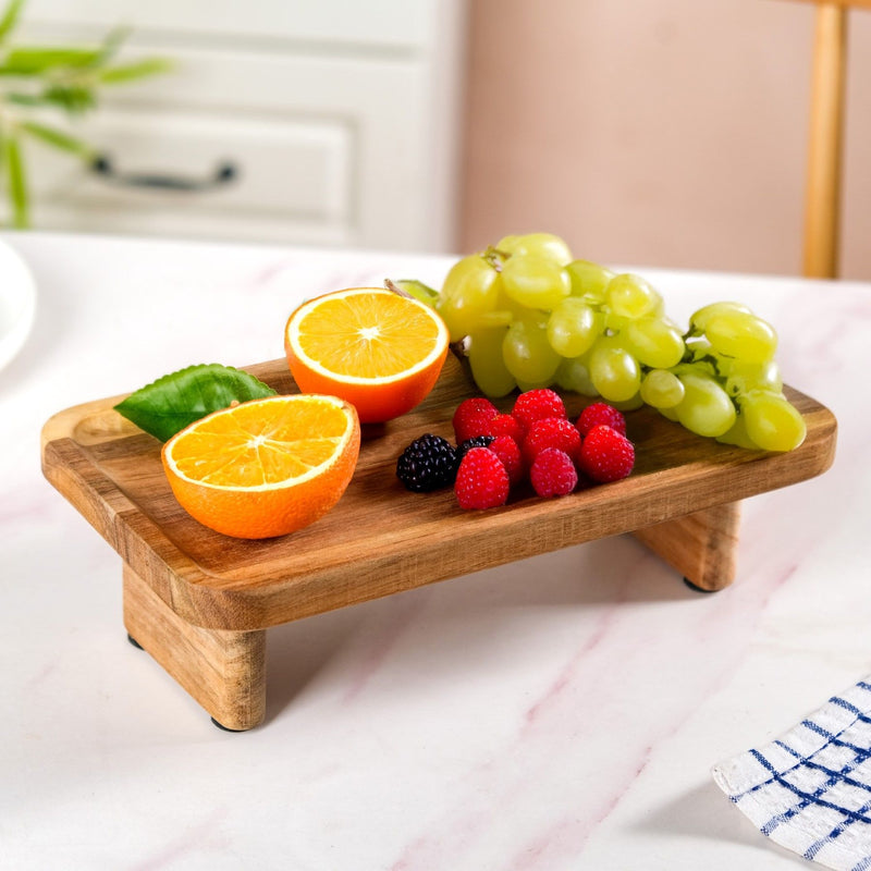 Acacia Wood Modern Platter With Legs