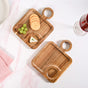 Acacia Wood Square Snack Tray With Cup Holder Set Of 2