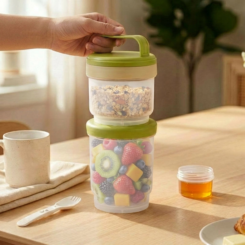 Stacko Breakfast Salad Box With Dressing Cup Green 1020ml
