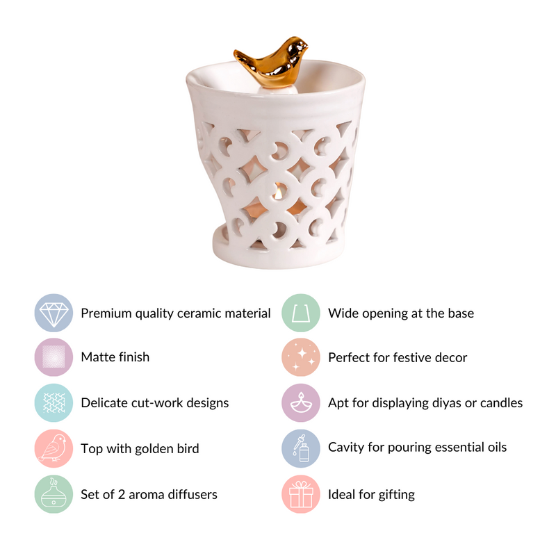 Cutwork Light Diffuser Set Of 2 White- Cutwork Light Diffuser, Set of 2 Diffusers, White Light Diffuser, Decorative Diffuser Set