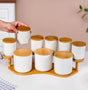 Airtight Ceramic Jar Set Of 9 With Stand