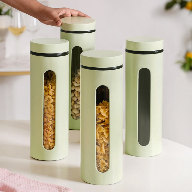 Airtight Kitchen Canister With Window Set Of 4 2000ml