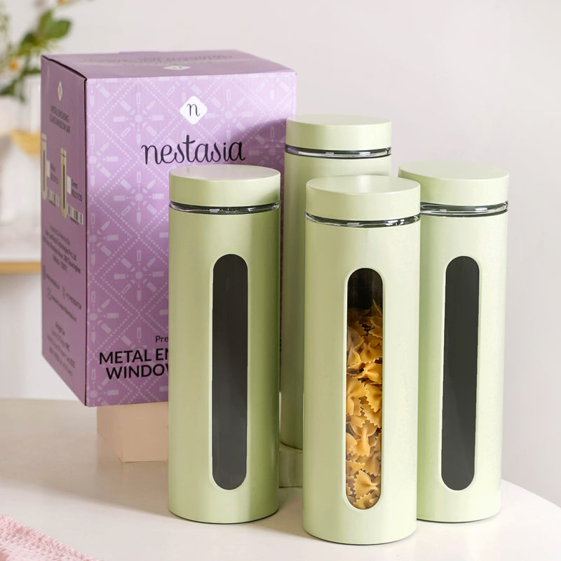 Airtight Kitchen Canister With Window Set Of 4 2000ml