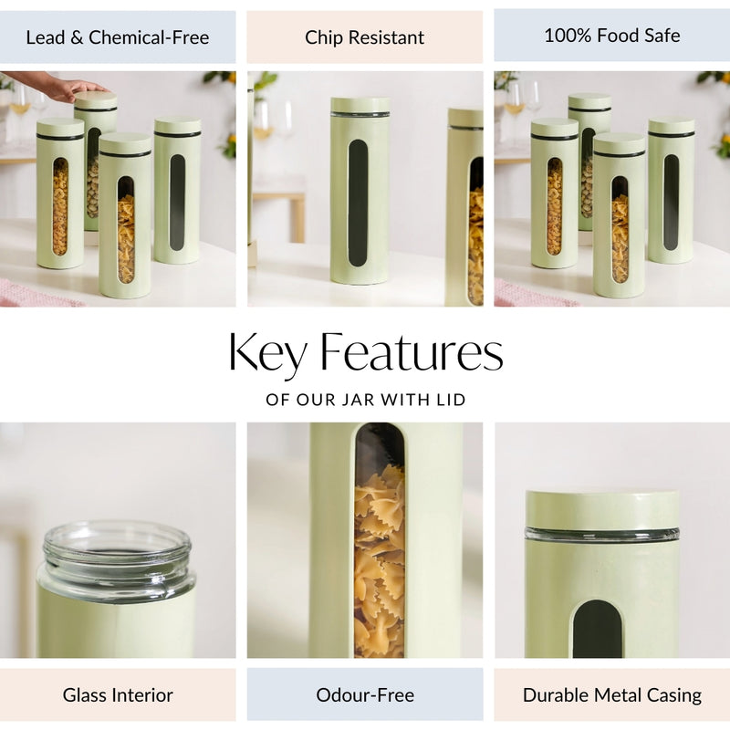 Airtight Kitchen Canister With Window Set Of 4 2000ml