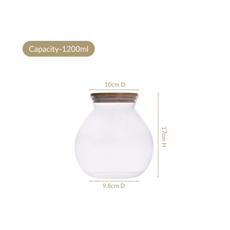 Airtight Pot Shape Glass Jar Set Of 2 Large1200ml
