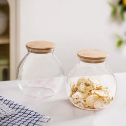 Airtight Pot Shape Glass Jar Set Of 2 Large1200ml
