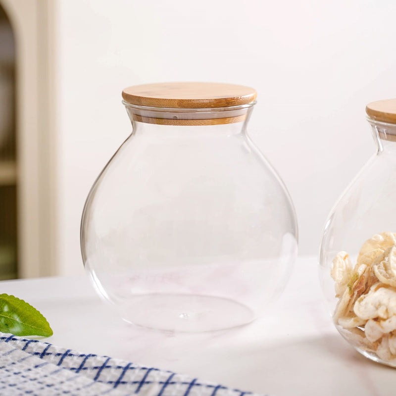 Airtight Pot Shape Glass Jar Set Of 2 Large1200ml