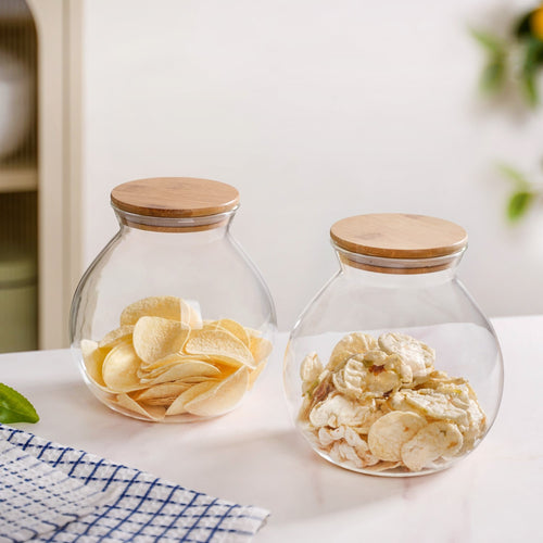 Airtight Pot Shape Glass Jar Set Of 2 Large1200ml