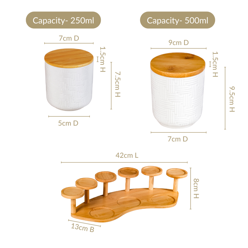 Airtight Ceramic Jar Set Of 9 With Stand