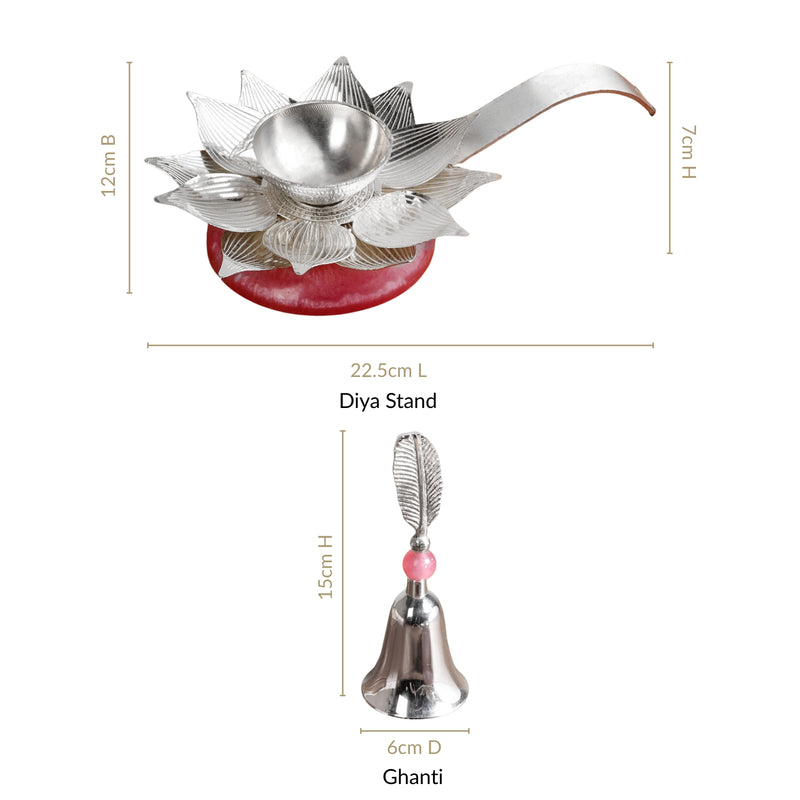 Akhandjyoti Diya And Sacred Ghanti Set