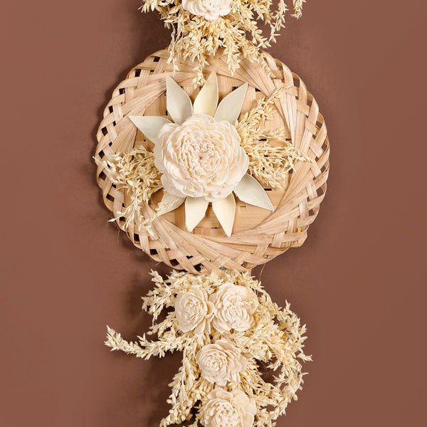 All Natural Wall Hanging With Sola Flowers And Dried Grass Set Of 2