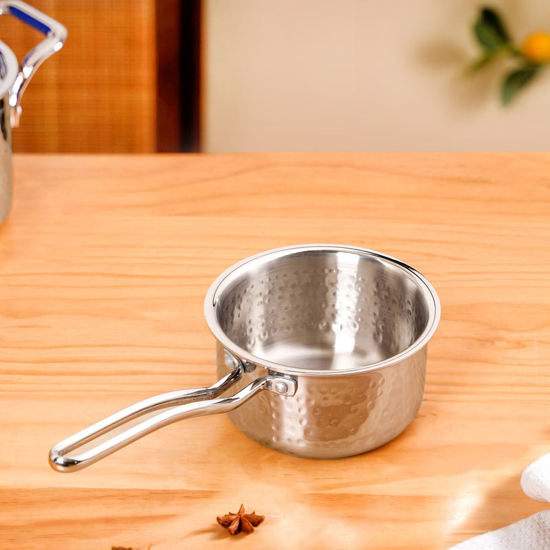 Textured Stainless Steel Deep Saucepan Tri Ply 1000ml