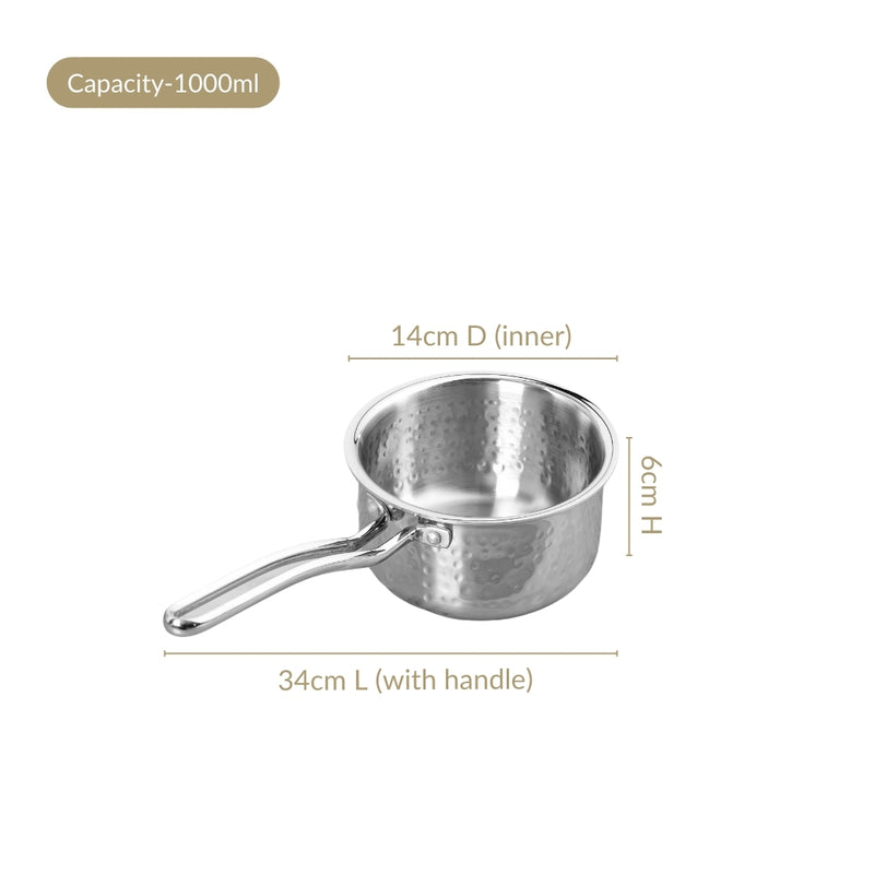Aluminium Core Stainless Steel Deep Saucepan 1000ml