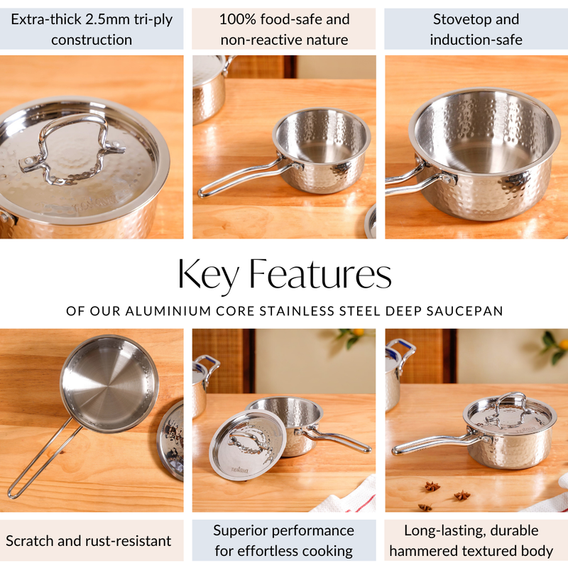 Stainless Steel Casserole Cooking Pot Tri-Ply With Lid 3000ml