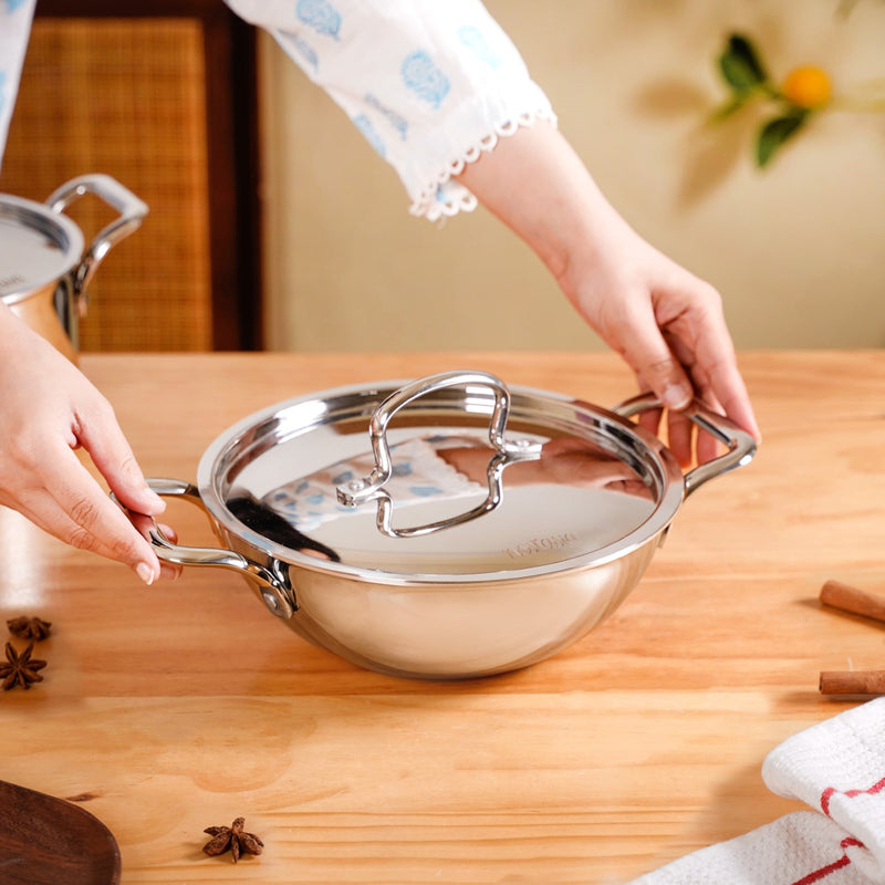 Kadai With Lid Tri Ply Stainless Steel 2250ml