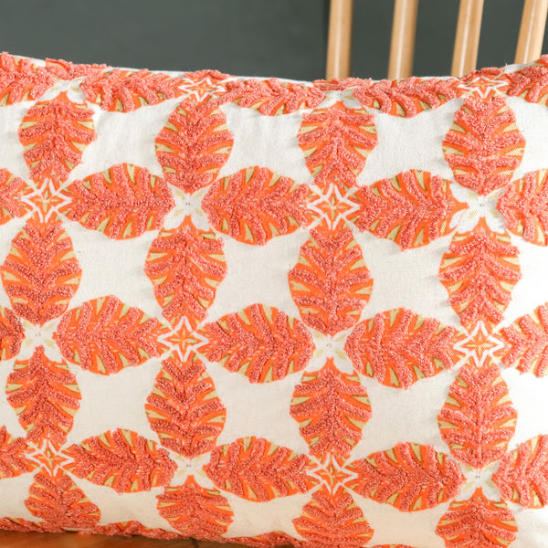 Coral Cotton Cushion Cover With Embroidery 50x36cm