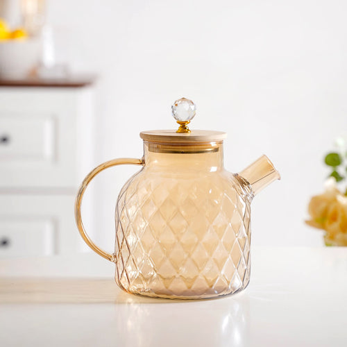 Amber Luxe Diamond Borosilicate Glass Jug 900ml