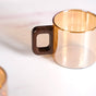 Amber Tinted Tea Cups With Wooden Handle Set Of 4 200ml