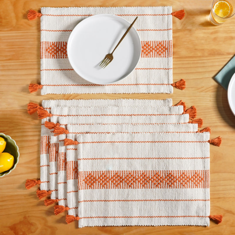 Amber Weave Dining Placemat With Tassels Set Of 6