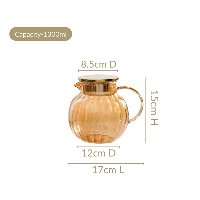 Amber Borosilicate Glass Pitcher 1300ml