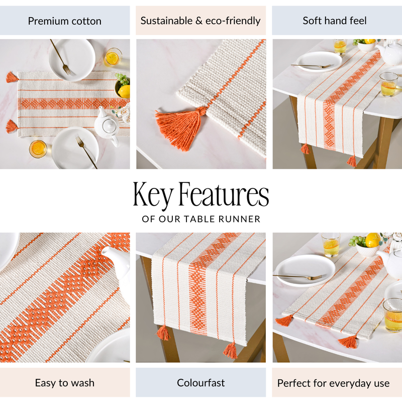 Amber Weave Cotton Runner With Tassels 180x33cm