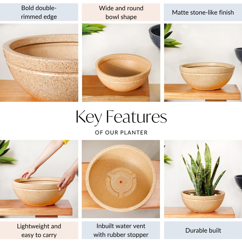 Amplio Beige Round Lotus Planter 39x19 Inch