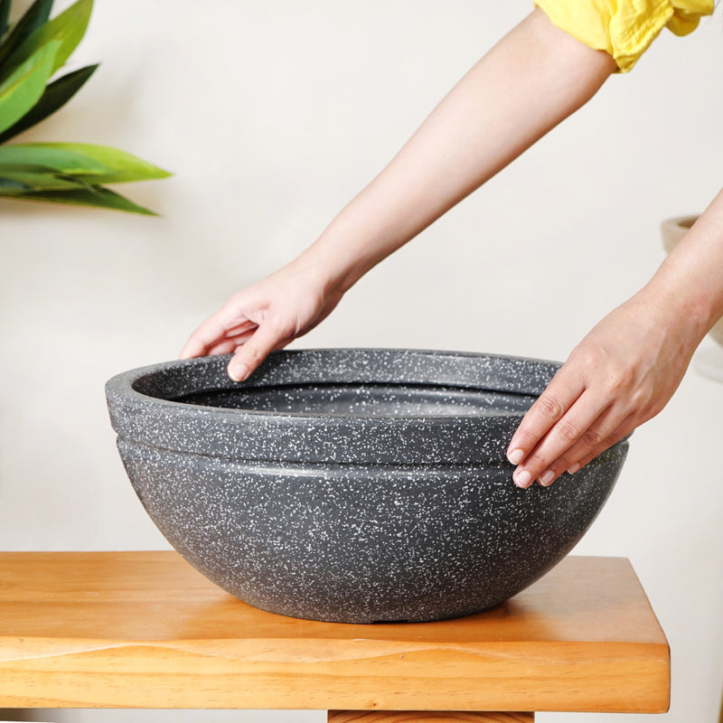 Amplio Granite Grey Round Lotus Planter 39x19 Inch