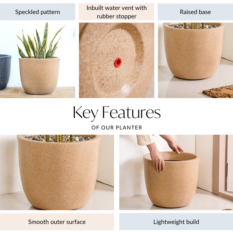 Amplio Large Beige Planting Pot 39x36 Inch