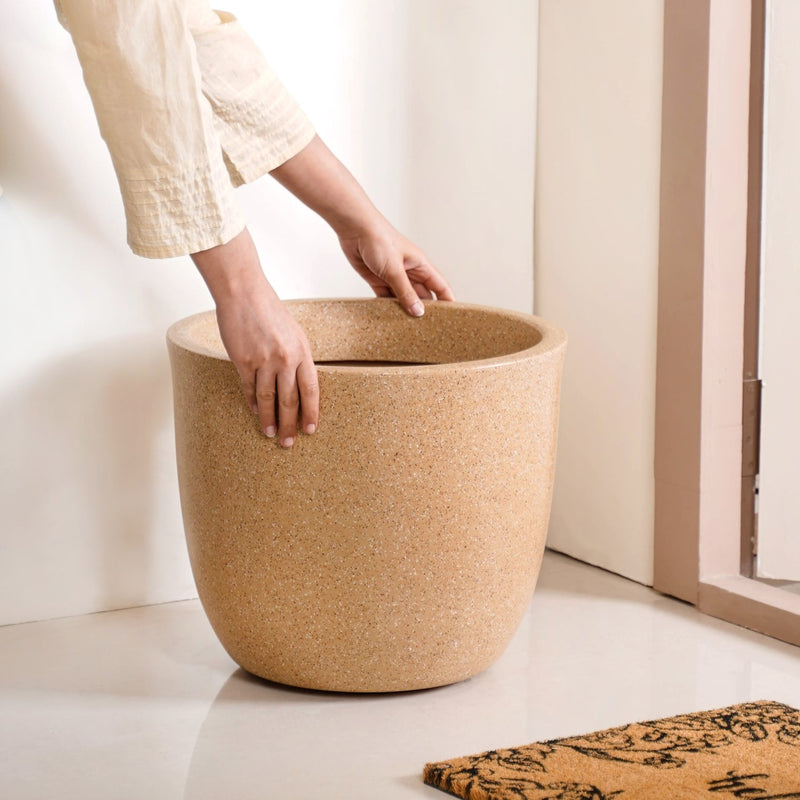 Amplio Large Beige Planting Pot 39x36 Inch