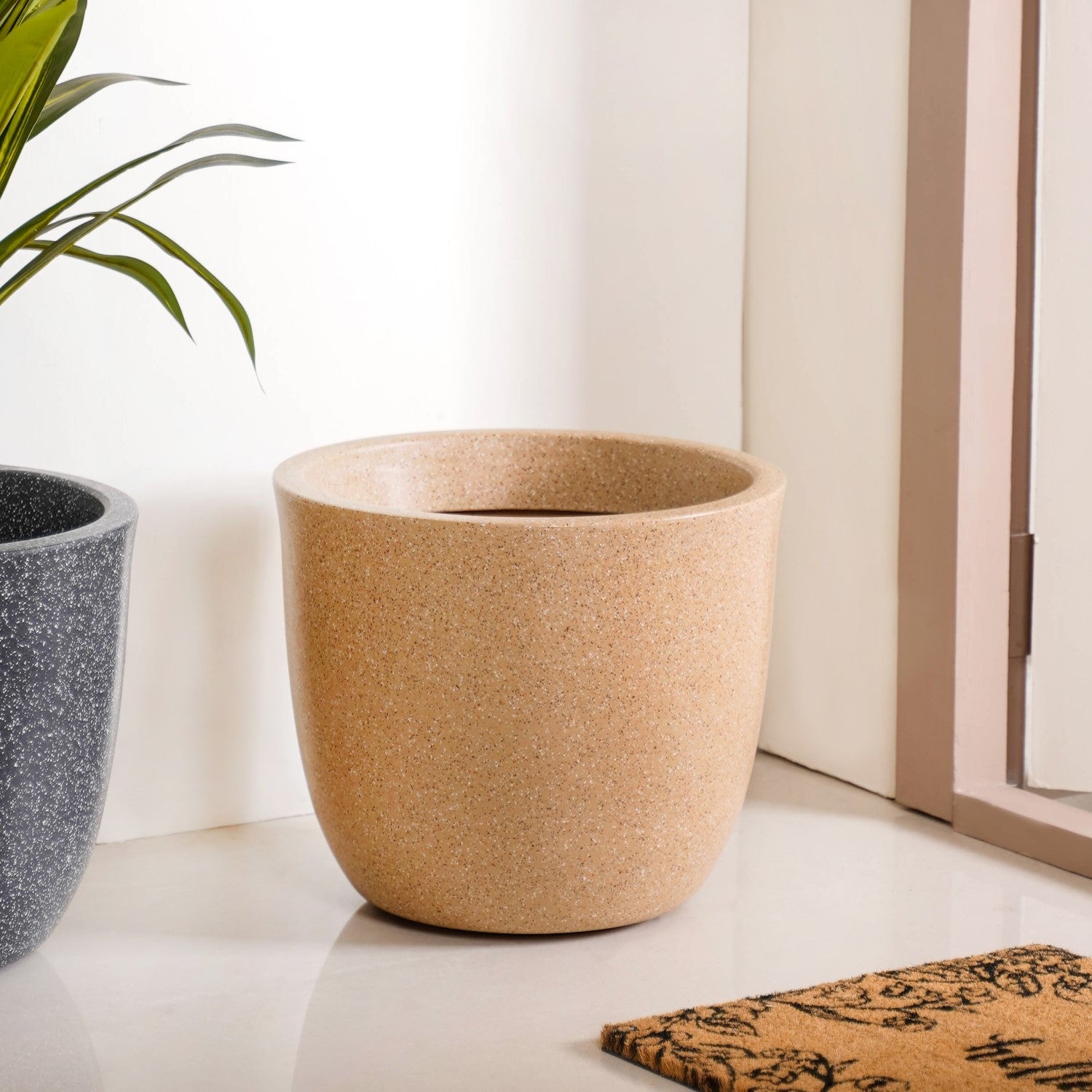 beige planter pot Planterra Large Beige Planting Pot 15x14 Inch Online - Premium Planter