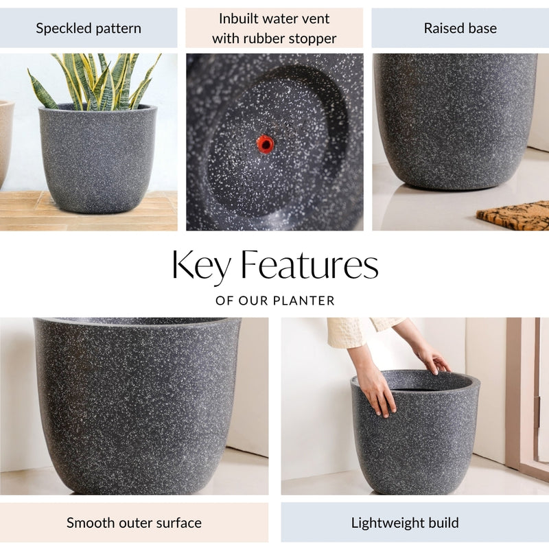 Amplio Large Charcoal Grey Planting Pot 39x36 Inch