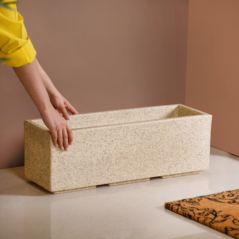 Amplio Modern Beige Trough Planters 61x21 Inch