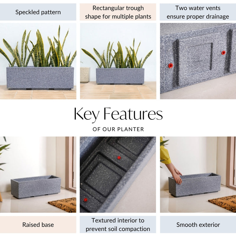 Amplio Modern Grey Trough Planters 61x21 Inch