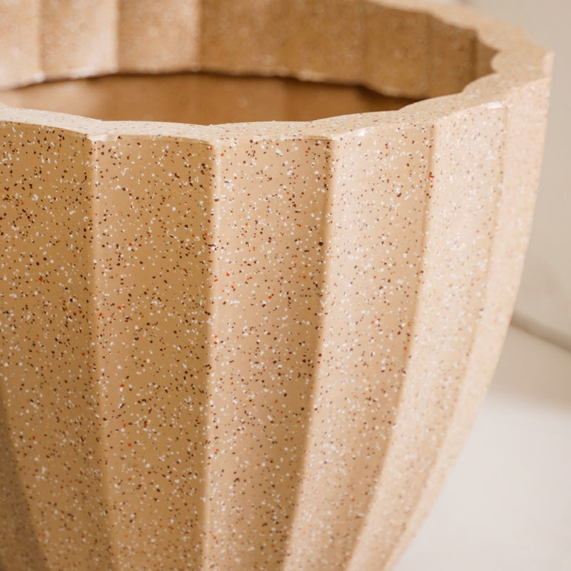 Amplio Ribbed Beige Planting Pot 33x31 Inch