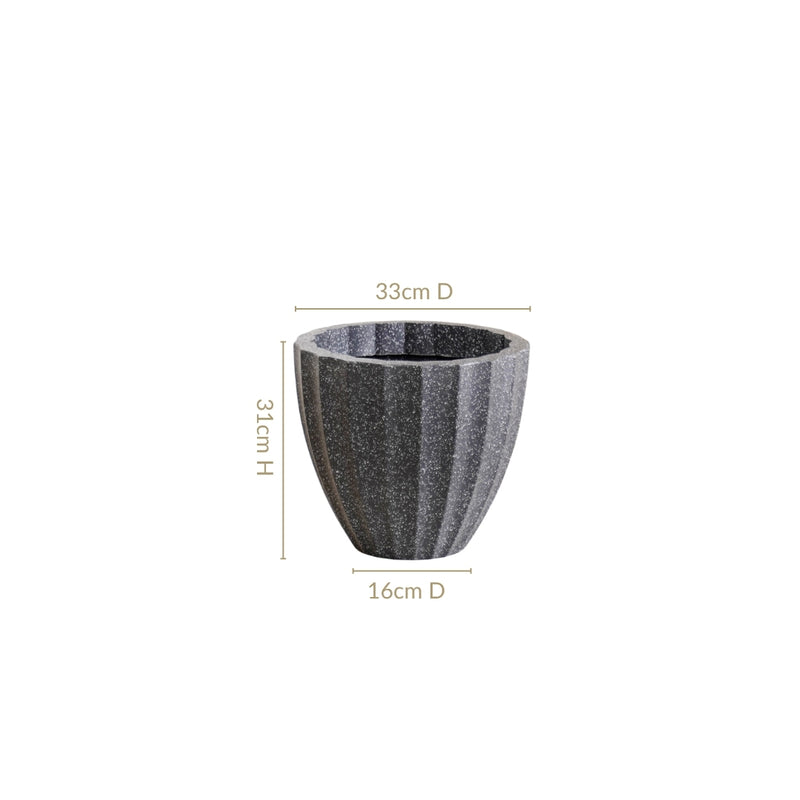 Amplio Ribbed Grey Planting Pot 33x31 Inch