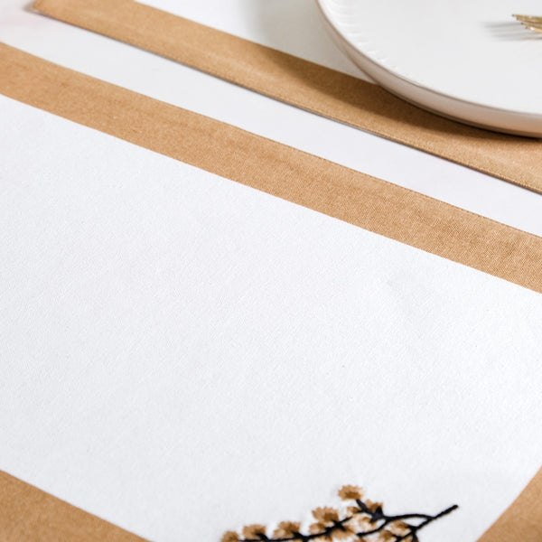 Midori Pure Cotton Table Mat Set Of 6 In Brown