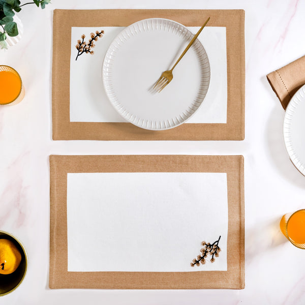 Midori Pure Cotton Table Mat Set Of 6 In Brown