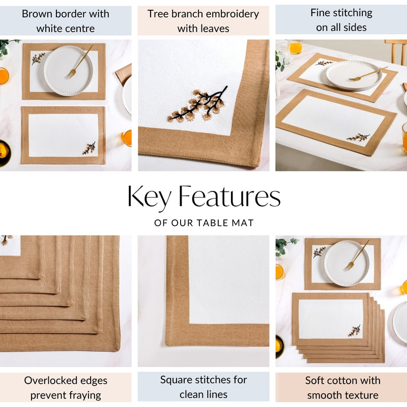 Ancienne Pure Cotton Table Mat Set Of 6