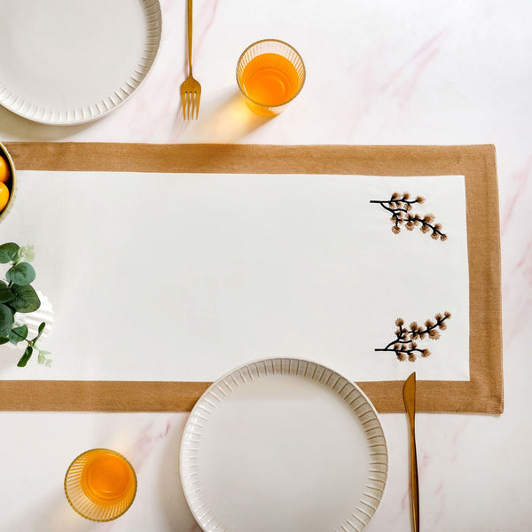 Midori Rustic Charm Cotton Table Runner In Brown 180x36cm