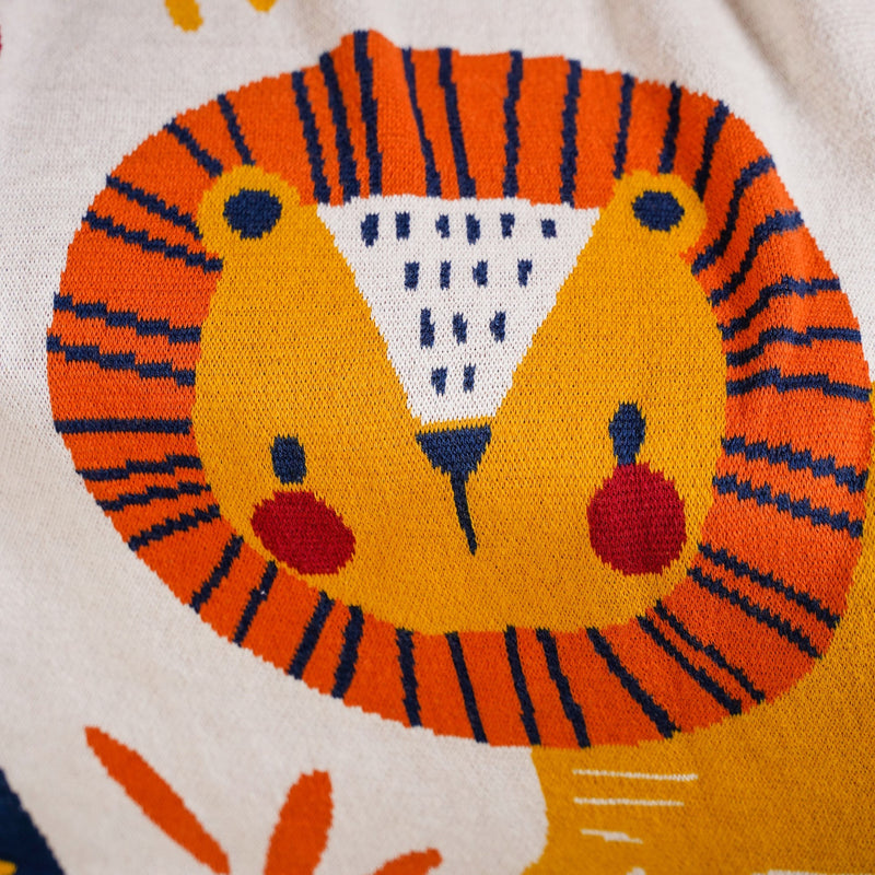Animal Kingdom Knitted Cotton Throw For Kids 164x130cm