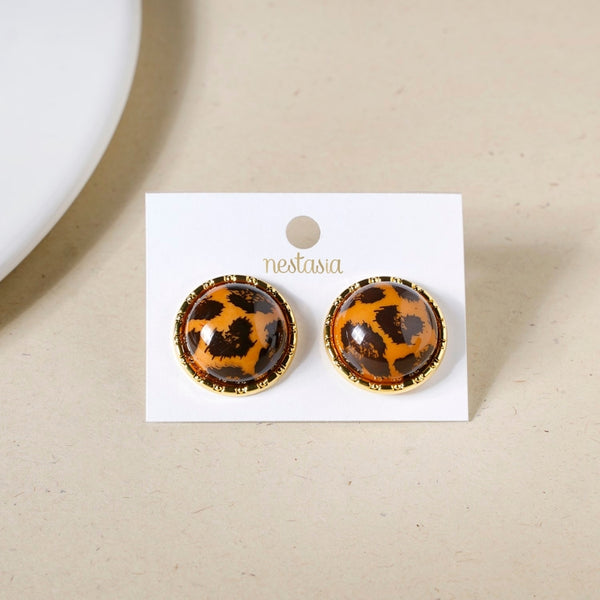 Animal Print Gold Accent Studs