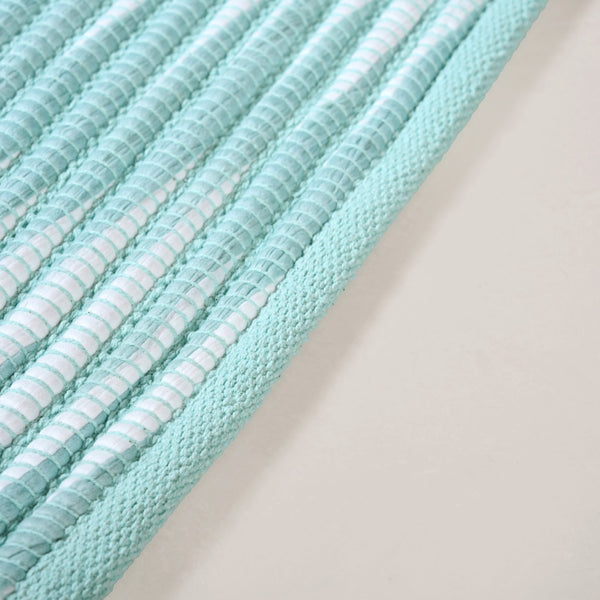 Aqua Chevron Rope Anti Slip Cotton Floor Mat 85x62cm