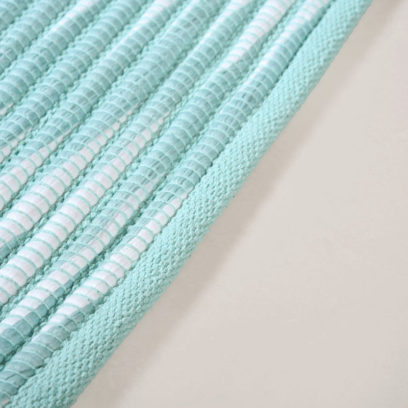 Aqua Chevron Pattern Rope Floor Mat 85x62cm