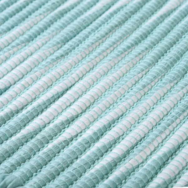 Aqua Chevron Rope Anti Slip Cotton Floor Mat 85x62cm