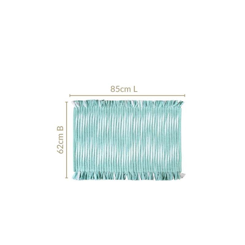 Aqua Chevron Pattern Rope Floor Mat 85x62cm