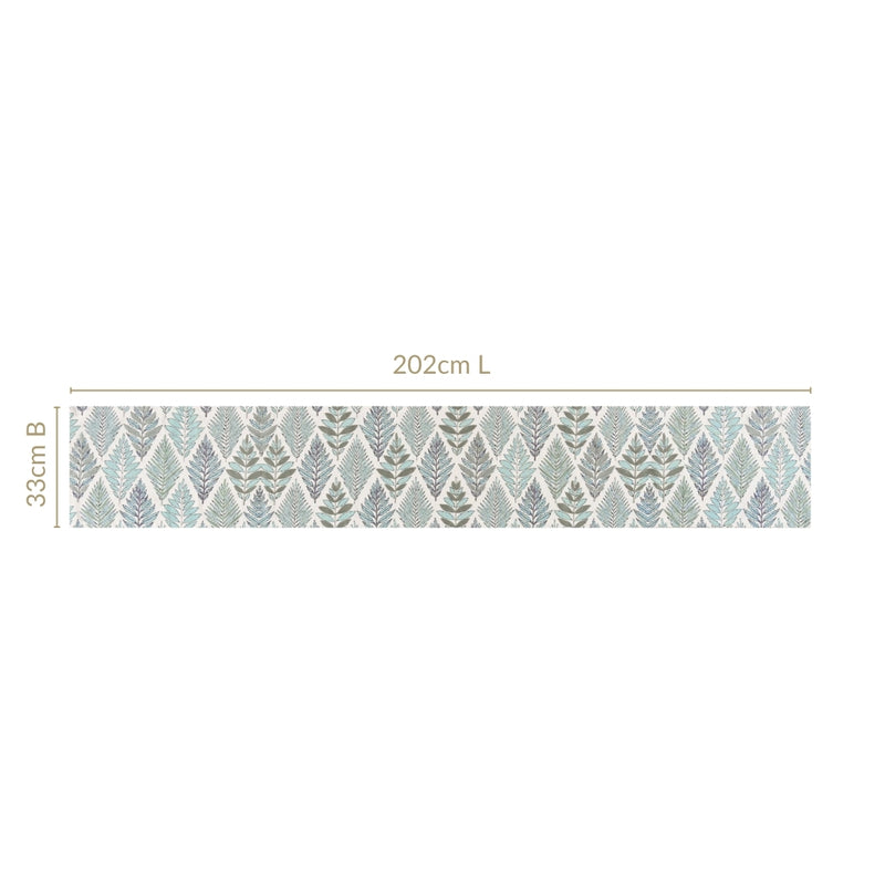 Aqua Fern Cotton Table Runner 202x33cm