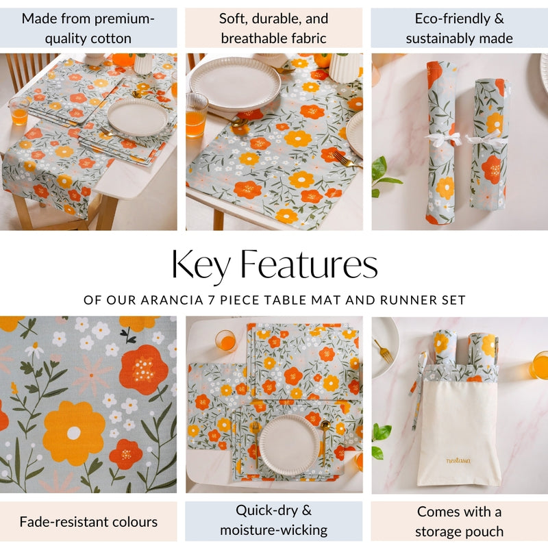 Arancia 7 Piece Table Mat And Runner Set