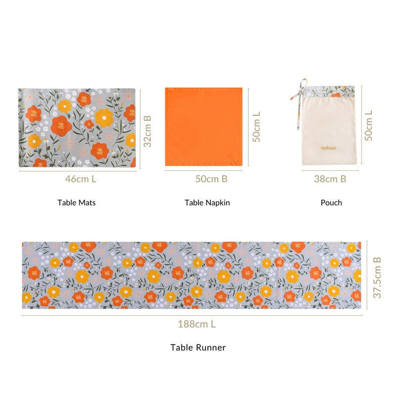 Arancia 13 Piece Table Place Mat Runner And Napkin Set
